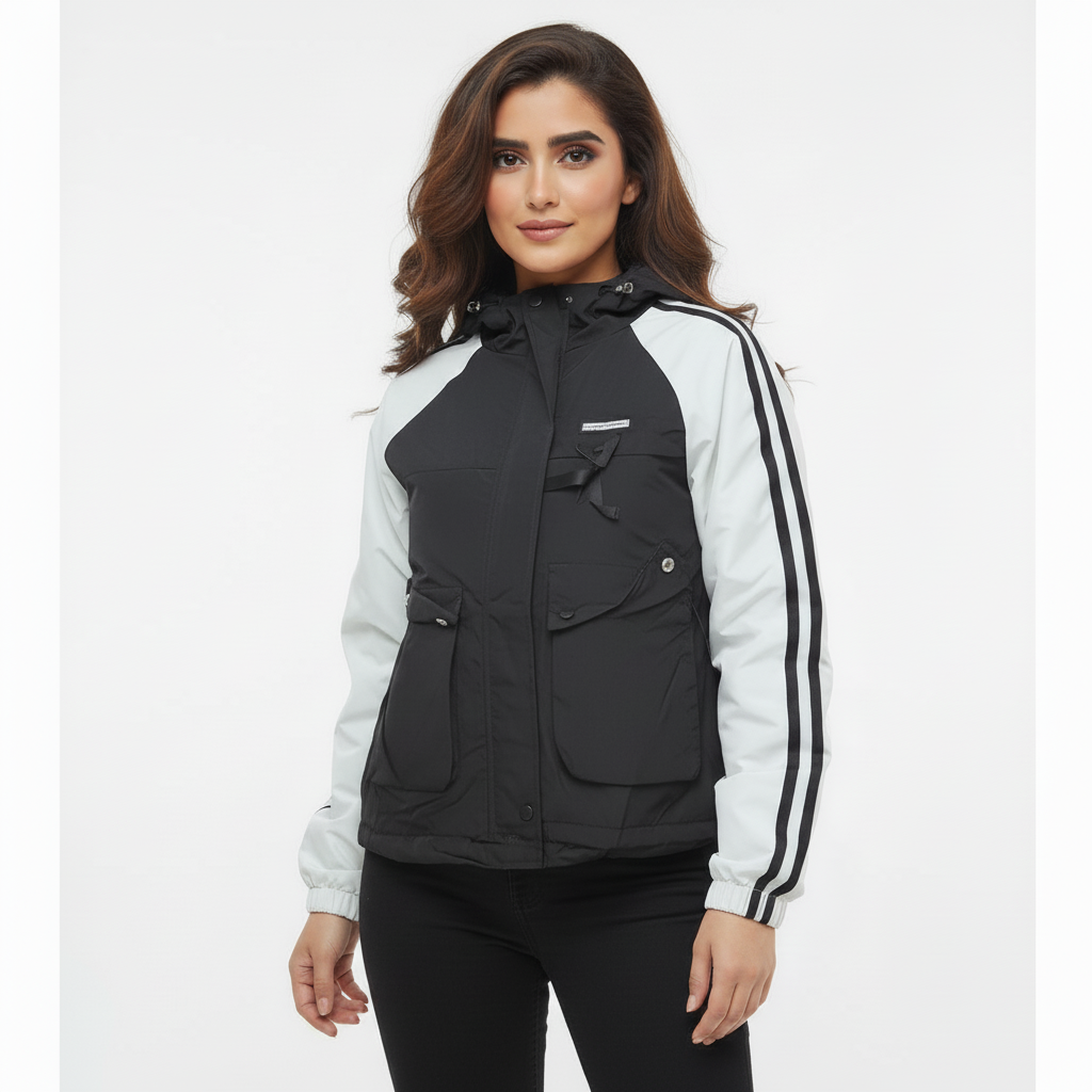 Shadowline  Hooded Utility Jacket – Black & White