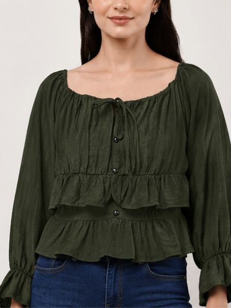 Charcoal Tiered Peplum Top