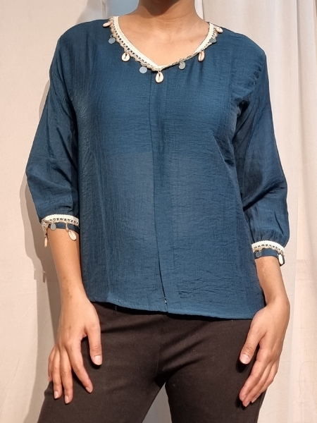 Dark Blue Cowrie Shell Top