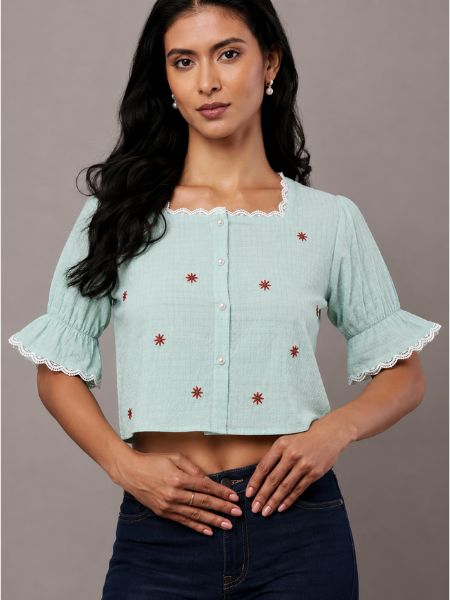 Embroidered Crop Top