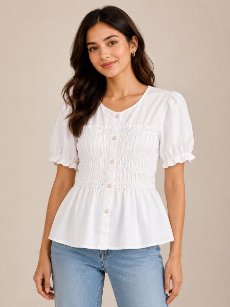 Smocked Peplum Top Mint